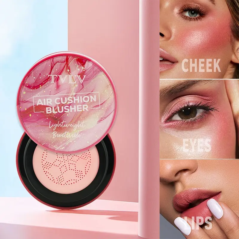 Multi-Use Air Cushion Blush - Lightweight Long-Lasting Even Color, Portable Easy Touch-Up, Buildable Formula for Cheeks, Eyes & Lips, Suitable for All Skin Tones, Makeup, Cosmetics Products