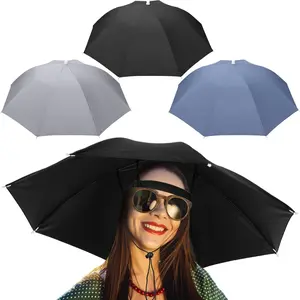 3 Pcs Fishing Umbrella Hat 27'' Adjustable Hands Free Foldable Head Umbrella Cap UV Protection Waterproof for women men fishing summer