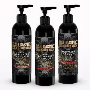 Ballgasmic Sack Wash for Men 3-Pack with Activated Charcoal 8oz | Deep Clean, Odor Control & Fresh Scent | Coconut Rush, MVP & Strawberry Lollipop