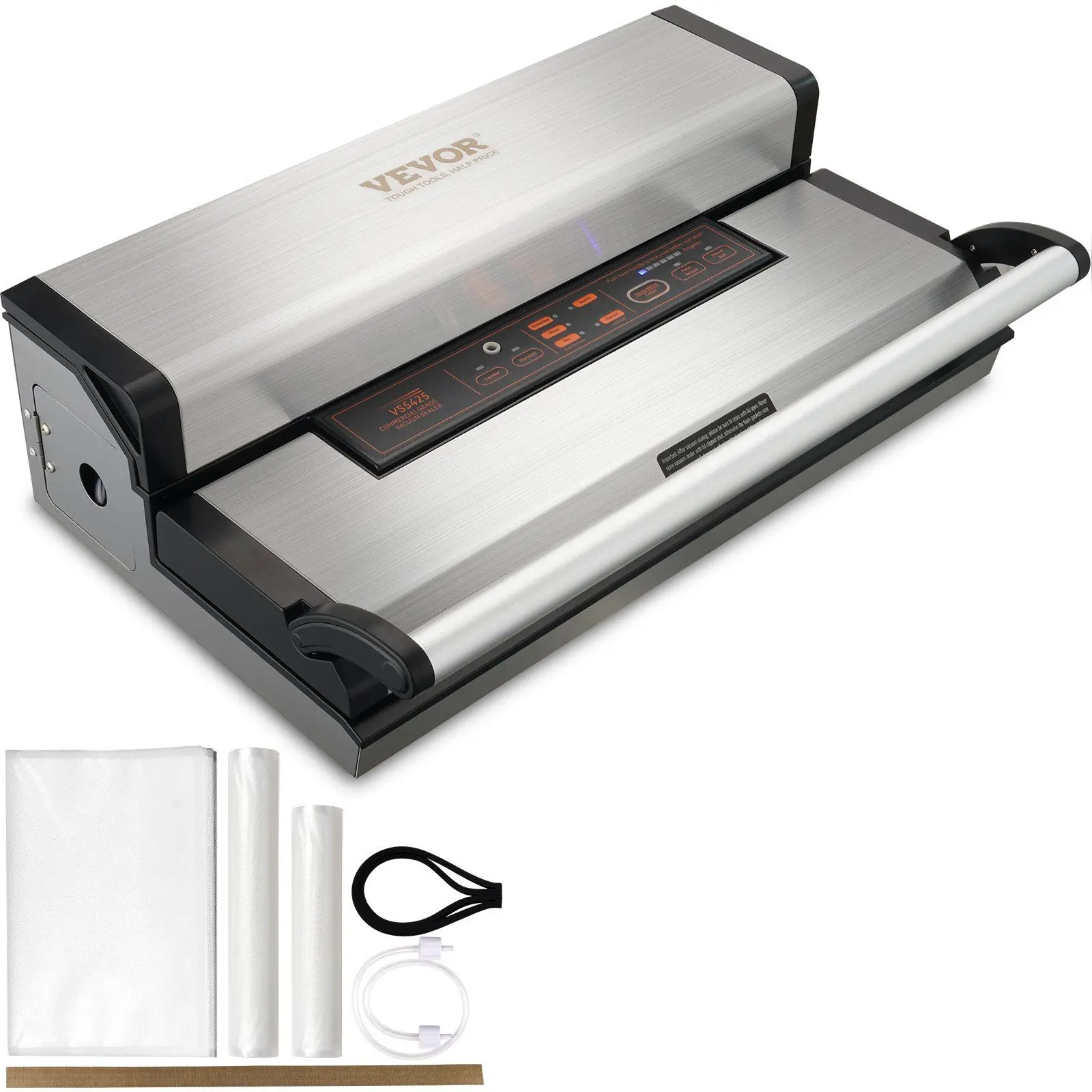 VEVOR Chamber Vacuum Sealer Machine, 95Kpa 350W Powerful Dual Pump and Dual Sealing System, Dry and Moist Food Storage, Automatic & Manual Air Sealing, Built-in Cutter, Seal Bags, External Hose