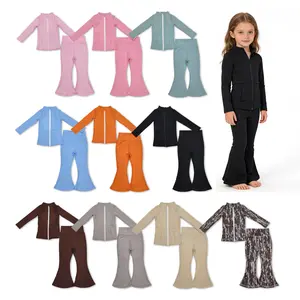 Athletic Girls Solid Color Yoga Long Sleeve Set  Soft Stretchy & Tight-Fitting