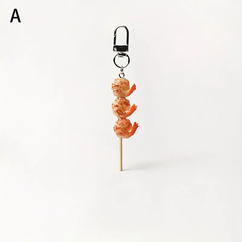 [Resin BBQ Keychain] Realistic Resin BBQ Skewer Keychain, Single Oblong Shaped Novelty Food-Themed Charm | Decorative Ladies Key Ring with Clip, Creative Accessory for Bags, Ideal Birthday Gift