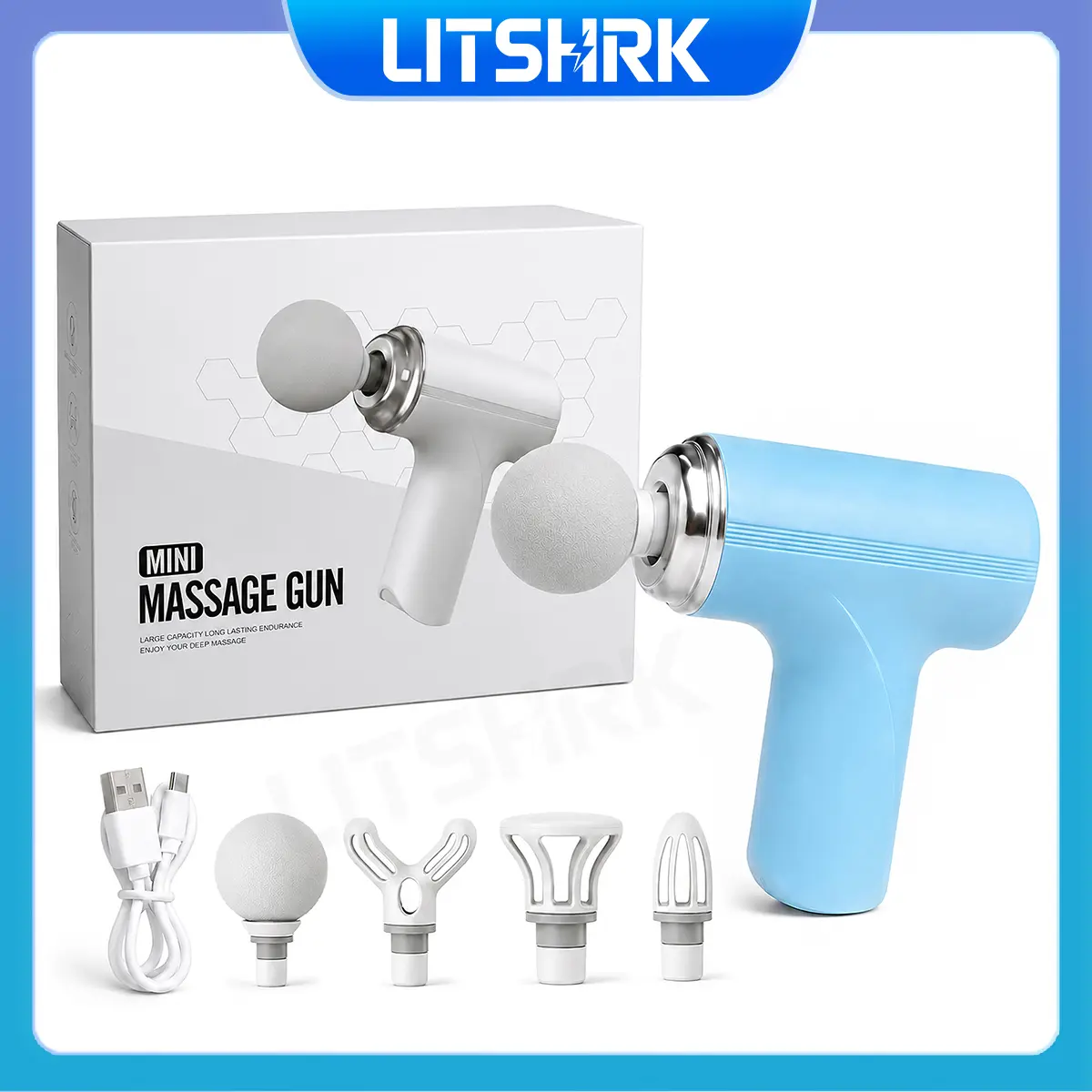 Portable 4-in-1 Vibratory Massage Gun - Lightweight Handheld Electric Tool with 6-Speed Adjustable Vibration, 1-Hand Grip, Neck & Shoulder Relaxer, Daily Relaxation Aid, Ideal Gift for Adults
