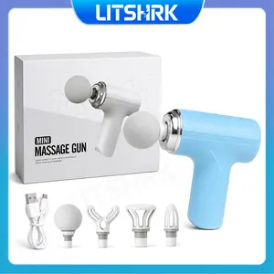 Portable 4-in-1 Massage Gun, Neck Shoulder Relaxer, 6-Speed Vibration Adjustment, Handheld Electric Massager Tool, Portable Muscle Massagers, Relaxation Aid, Ideal Gift for Men and Women