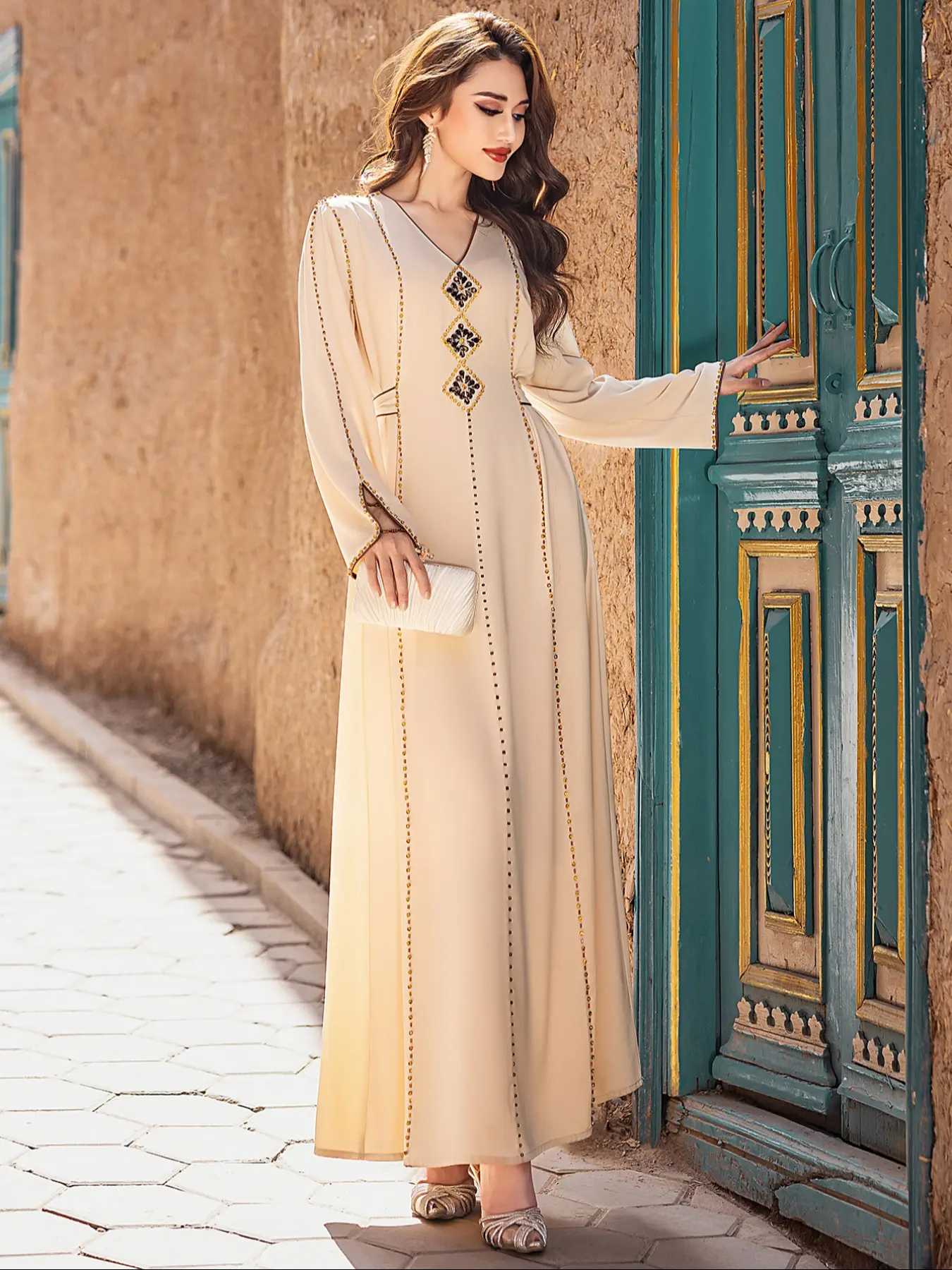 modest embroidered dress Aubrey modest midi dress-final sale – JanieLanie main image 1