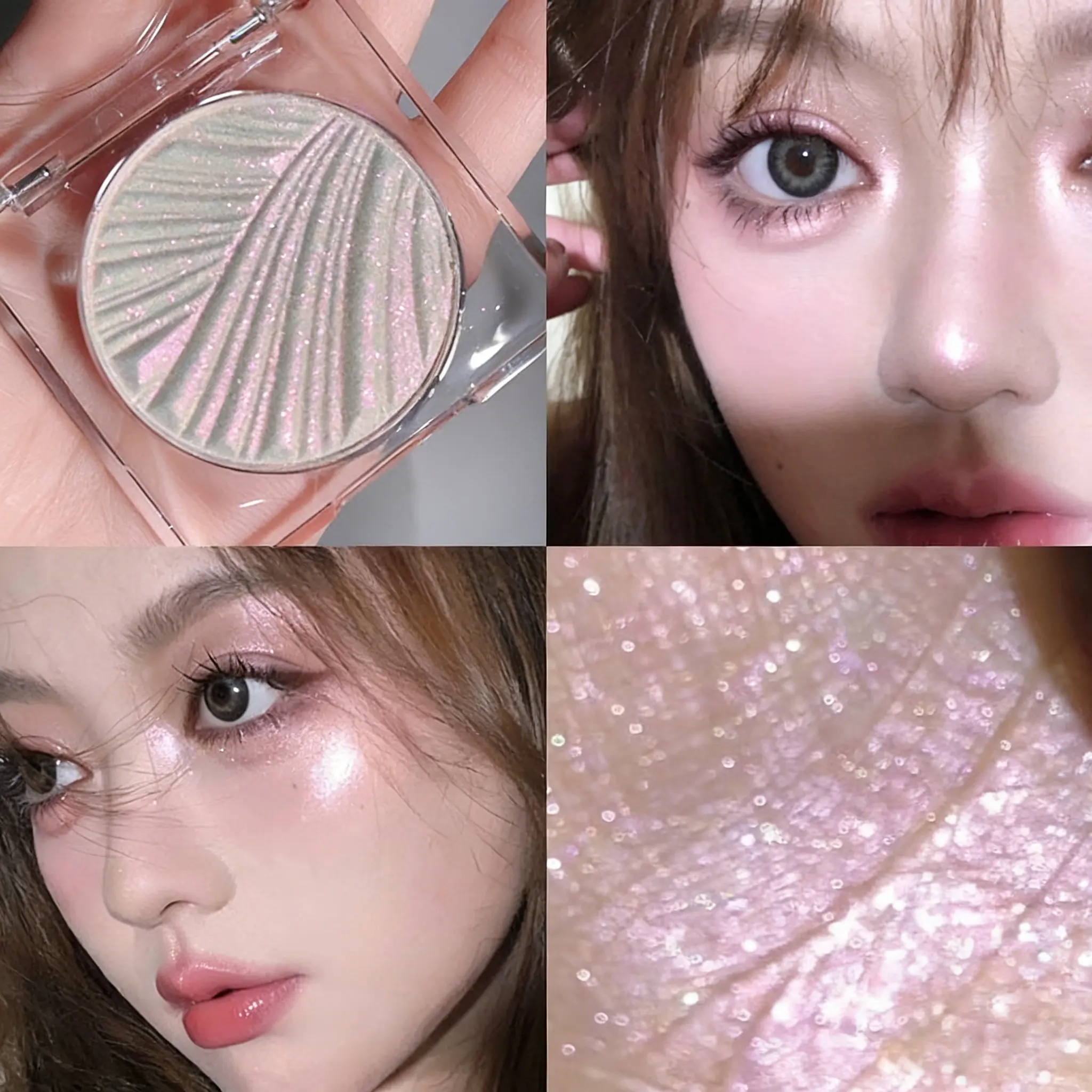 WODWOD Brightening Face Highlighter Palette Waterproof Monochrome Pearlescent White Silver Highlight Makeup High Gloss