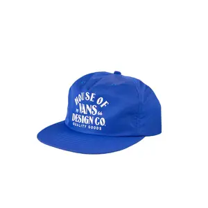 VANS Unisex Unstructured 5-Panel Snapback Trucker Hat - True Blue VN000QAD 7WM, 1-Size Adjustable Fit, Lightweight Nylon, Minimalist Design, Screenprint, Flat Bill, Snapback Trucker Hats, Flat Bill Hats