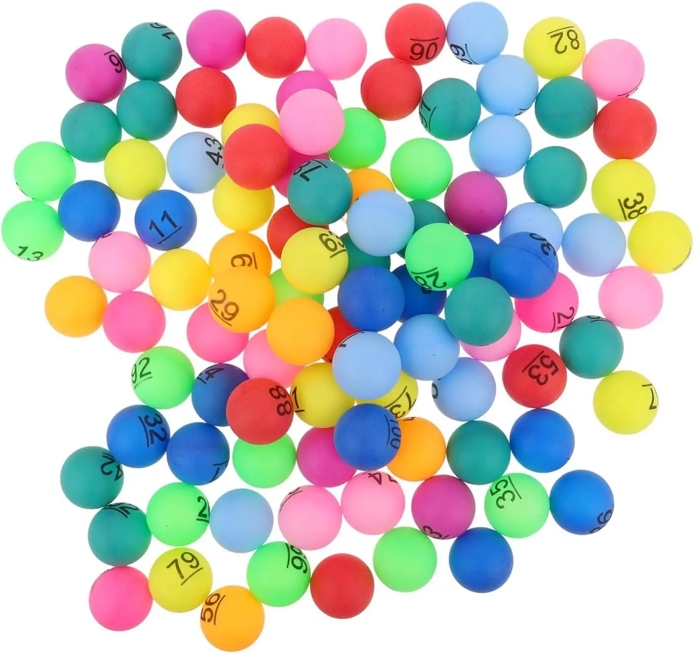 100pcs 1-100 Colorful Numbered Bingo Balls - Multi-color Number Balls for Raffle Games, Party Decorations, Bar Parties, Birthdays, Events Bingo Supplies