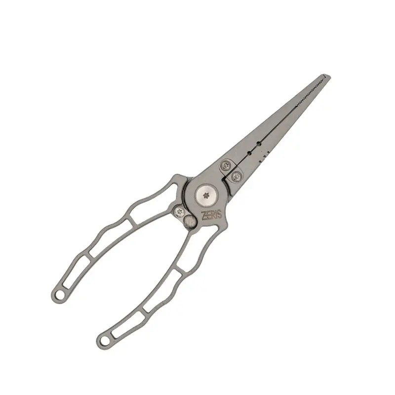 Zeris 7.32-Inch Stainless Steel Fishing Pliers, Corrosion-Resistant Long Nose Tool with Braid Cutter, Split Ring Opener, Crimper and Lanyard