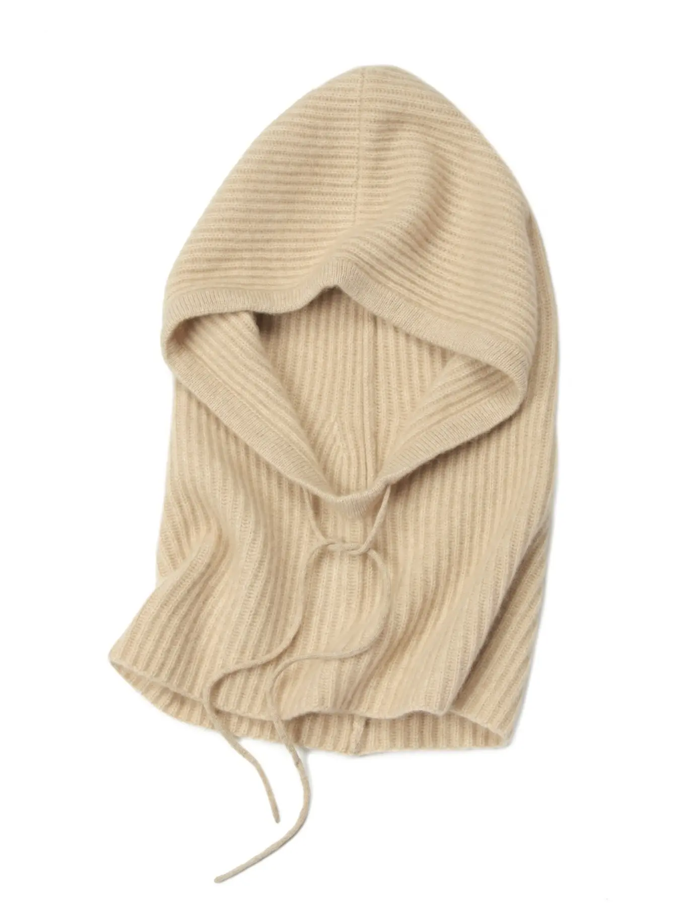 Unisex Wool Drawstring Knitted Beanie Hat with Ear and Neck Protection, Warm and Windproof Balaclava for Couples, One-Piece Design for Winter, Knitting Beanie