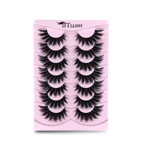 7 Pairs Long False Eyelashes, Volume Lashes, Ultra Thick & Voluminous Lashes, 19mm Thin Tail Design False Lash Extension, Enhances Eye Shape, Perfect for Dramatic Look