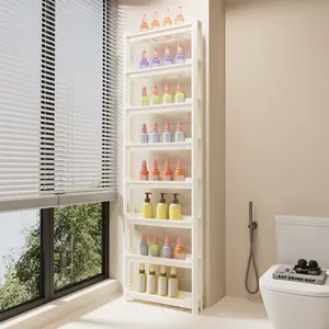 Door shelf, multi-layer convenient shelf, household plastic thin narrow cabinet, multi-functional storage cabinet, save space utilization, suitable for home organization, bathroom storage and storage, vertical shelf, storage supplies bathroom organizer