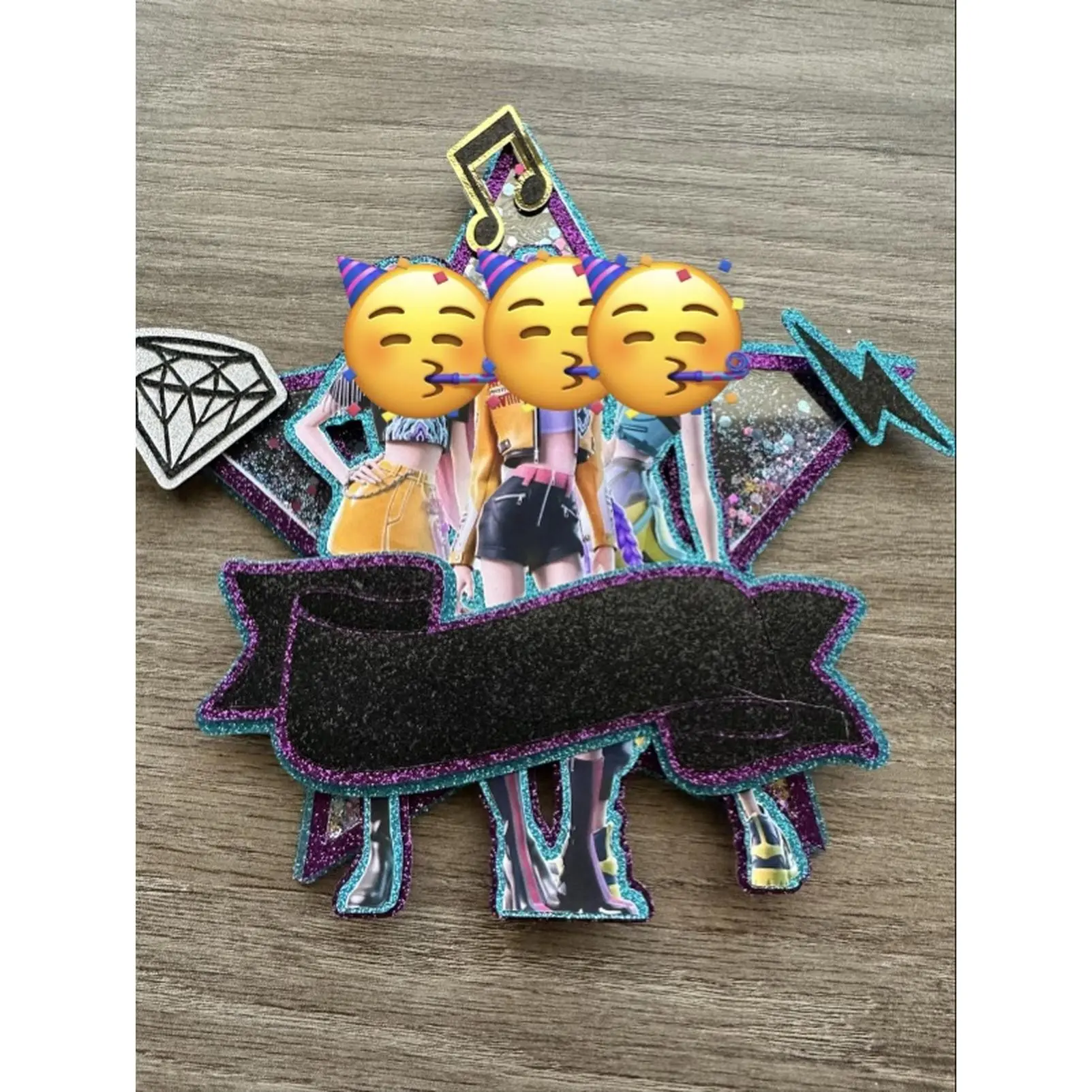 Custom Cake Toppers with Glitter Details for Festive Celebrations
