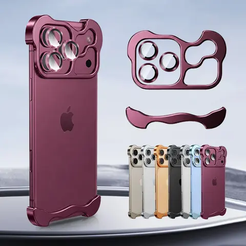 Aluminium Phone Case Shell Cover - Protective Casing for iPhone 18 17 Pro Max, 16, 15, 14, 13 with Lens Camera Protection, Frameless Minimalist Design