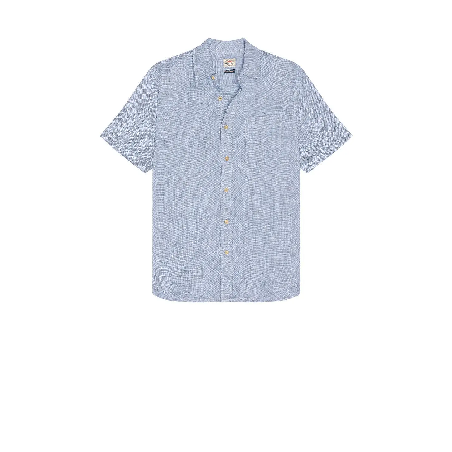Faherty Short Sleeve Palma Linen Shirt in Indigo Water Lilies