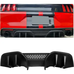 KQQIO Rear Bumper Lip Diffuser Compatible with 2015 2016 2017 Ford Mustang RTV2 Style, Lower Valance Chin Wing Splitter Protector PP Black