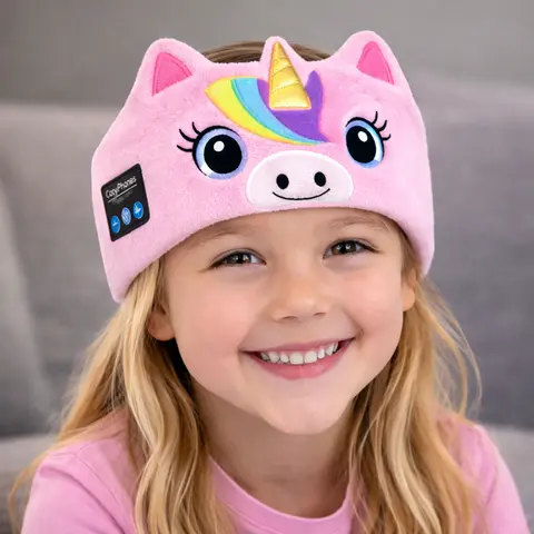 CozyPhones 3.0 Kids Wireless Headphones with Volume Limiter | Bluetooth On-Ear Headset for Kids | Soft Plush Earpads | Unicorn, Kitty, Panda, Fox