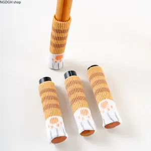 Cat Paw Chair Leg Socks, Knitted Striped Floor Protectors, Non-Slip & Noise-Reducing, Perfect for Hardwood Floors, Home Decor & Keeping Your Space Quiet and Scratch-Free