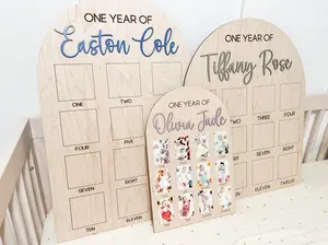 Baby's first year sign, First Year Photo Board, Birthday Decor, 1st Birthday Photo Collage, One Year of Picture Board, 12 month photo sign