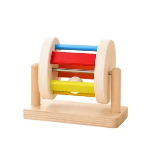 Mini Montessori Infant Wooden Toys, Coin Ball Busy Drum, Baby Teaching Aid, Color Shape Cognition, Educational Sensory Development Learning Play Interactive Toy, Gift
