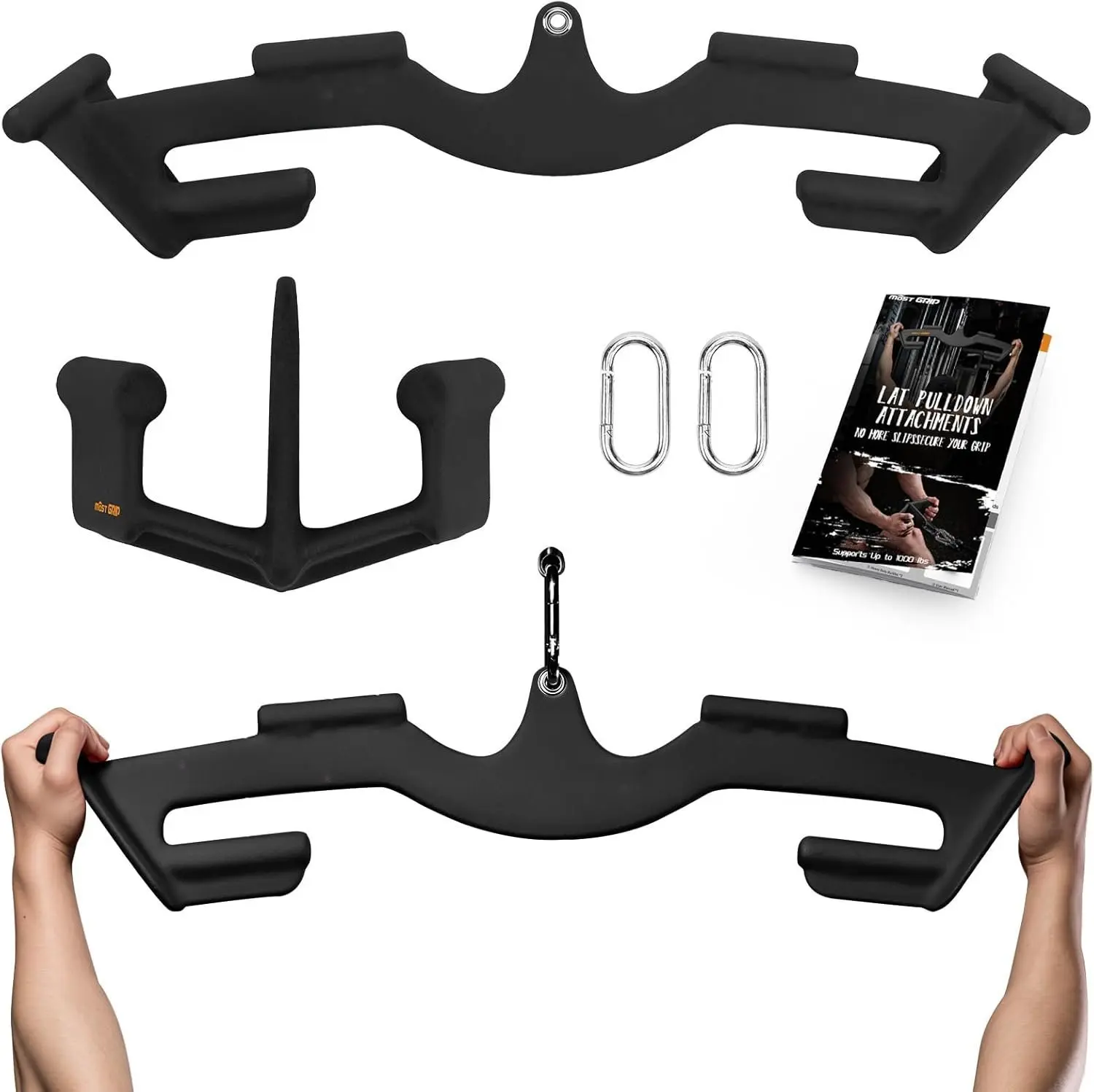 LAT Pull Down Bars Set, Triangular Stability LAT Pulldown Attachments with 8  Handles for Whole  , Non-Slip  Machine Attachment for Gym  Workout