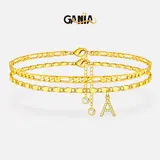 GANIA Letter Layered Ankle Bracelets for Women Dainty Chain Initial Pendant Anklets Set Hypoallergenic A-Z Gifts for Girls Trendy Adjustable Size Waterproof Costume Accessories
