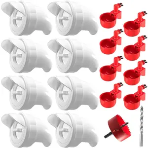 Chicken Feeder No  Automatic Poultry Feeder Ports Chicken Feeders and Waterer Set Chicken Feeder Kit 8 Chicken Water Cups with 8 auto Chicken Feeders Ports