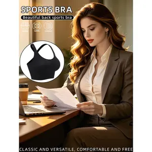 Queenral Women's 2-Piece Push-Up Wireless Bralettes Set, Crossback Design, High-Impact, Comfortable for Gym and Yoga