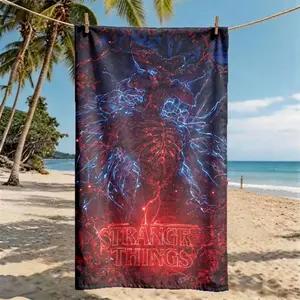 Stranger Things Dark Lightning Print Unique Design Beach Towel, Skin-Friendly, Absorbent, Quick-Dry, Versatile, Perfect for Beach, Pool, Summer Travel, Home Use