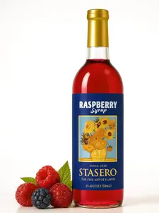 Stasero Raspberry Syrup 25.4 fl oz Bottle - Pure Fresh Raspberry Concentrate for Coffee Espresso Teas Italian Sodas Lemonades Shakes Frappes Desserts and More - Beverage