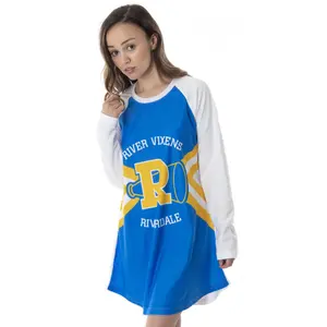 Riverdale Women's Juniors' River Vixens Cheerleaders Raglan Nightgown Sleep Shirt Pajama Top