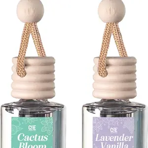 C&E Cactus Bloom & Lavender Vanilla Car Air Freshener with Wooden Beads and Rope for Fresh Scent