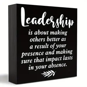 Leadership Quote Wood Box Sign, Inspirational Office Desk Decor, "Leadership Is About Making Others Better" Motivational Sign, Perfect Gift for Boss, Manager & Team Leader, Inspirational Workplace Accent an owl mom decor Liberty Eagle Coin Collection