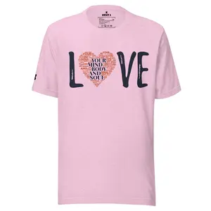 Love Your Mind Body And Soul T-shirt (Red & Black Text)