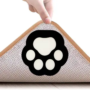 Cat Claw Type 4-12 Pcs Rug Gripper, Non Slip Rug Pads Grippers for Hardwood Floors and Tiles, Reusable Carpet Tape for Area Rugs, Double-Sided Adhesive Rug Stickers Keep Corners Flat (Black)