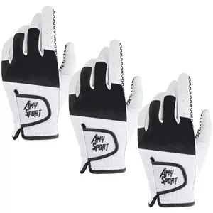 Upgraded Grip Golf Gloves Men Value 3 Pack for Left Right Handed Golfers, Anti Slip All Weather Comfortable Glove with Soft Breathable Fit Sizes S M ML L XL