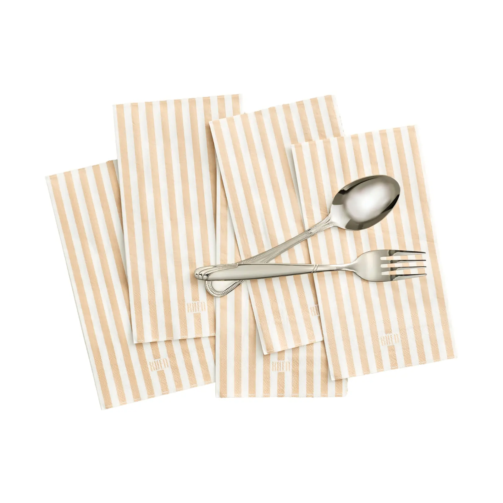 Khen 100-Count Luxury Disposable Napkins, European Stripes Design, 2-Ply Tableware, Linen-Feel Paper Guest Towels, Elegant Soft & Absorbent Hand Towel, Party Napkin or Placemats 15.75"x13" - Tan Beige