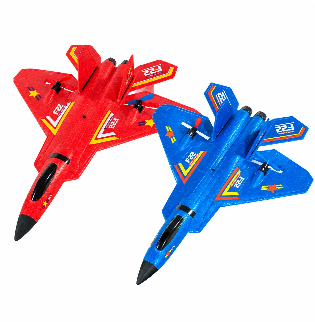 RC Toys F22 Fighter Jet Model - Red & Blue Edition - Remote Control Aircraft for Kids - Durable & Fun Flying Toy