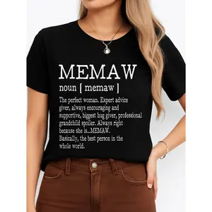 Memaw Definition T-Shirt Black Family Gift Personalized Unisex Women's Top Summer Comfortable Breathable Short Sleeve Tee Suitable For All Outfits Made In Usa