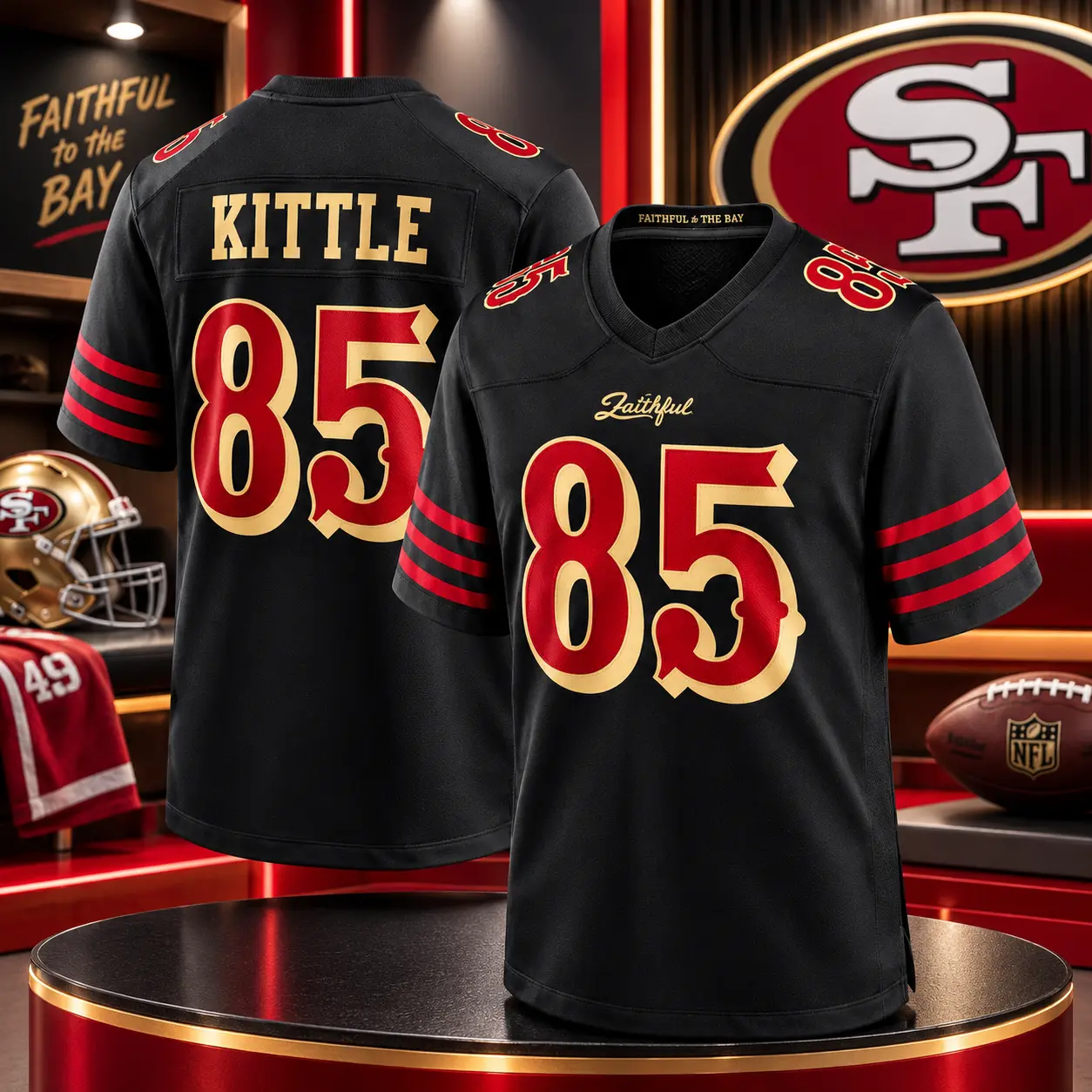 George Kittle #85 San Francisco Football Jersey for Men and Women, American Football Game Jersey Shirt, Sports Fan Apparel, Athletic Team Uniform, Game Day Streetwear Outfit, Gift for 49ers Fans, Dad, Husband and Boyfriend