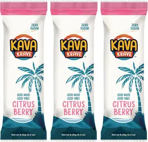 Kava Krave 3-Piece Citrus Berry Noble Kava Drink Sampler – 3 Kava Extract Powder Packets, Alcohol-Free Social Beverage for Calm Energy & Mood Support