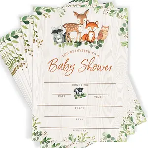 Woodland Baby Shower Invitations and Envelopes, Forest Animals (Set of 25)