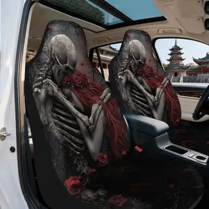 2pcs, Gothic Embrace Roses Pattern Front Auto Seat Covers, Automotive Interior Accessories, Perfect Fit for Single Front Car Seats, Practical Gift Idea for Drivers and Car Owners, Comfortable Upgrade for Driver and Passenger Daily Use