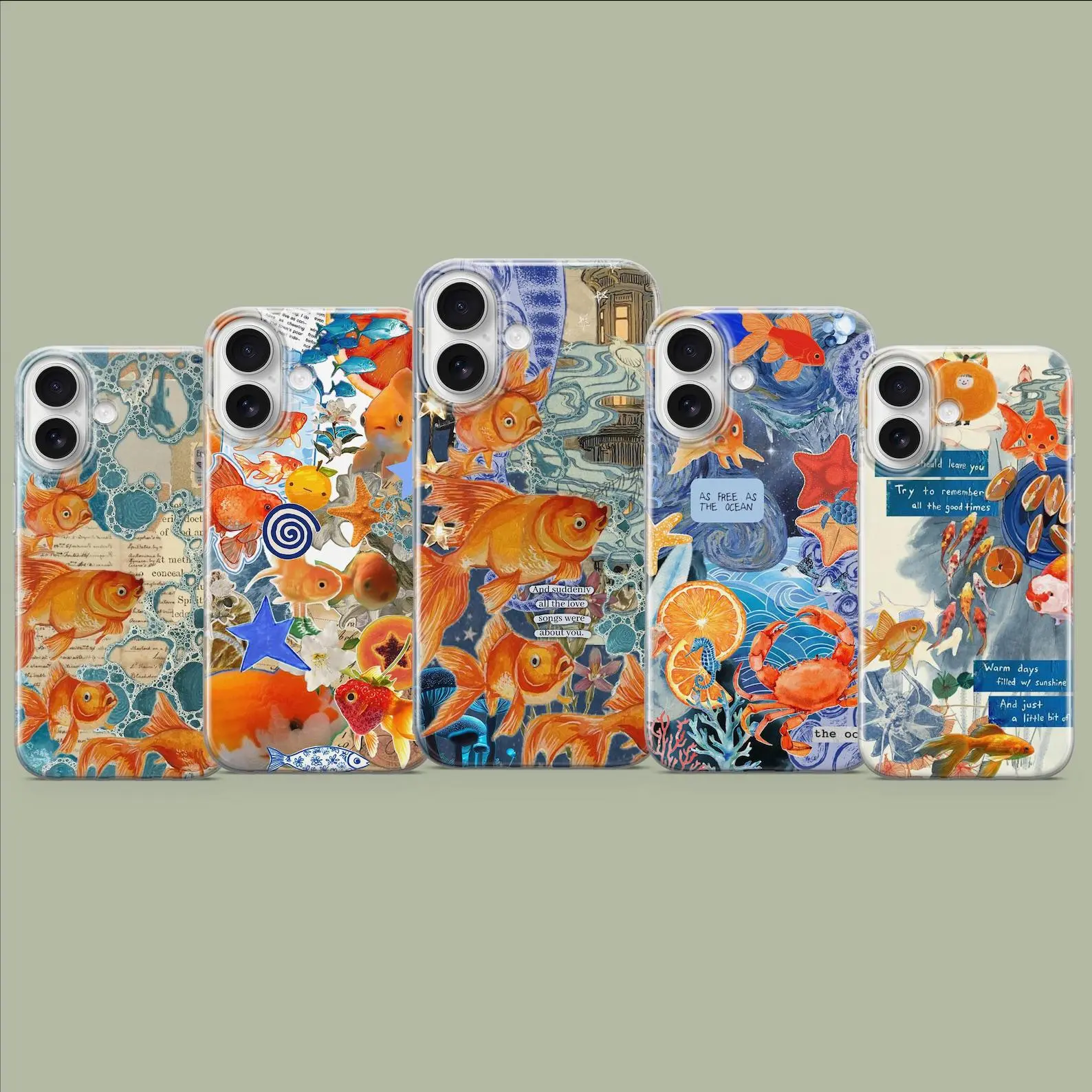 Koi Fish Aesthetic Phone Case, whimsical trendy vibe, flowing goldfish art illustration, durable lightweight protective shell, viral gift for women