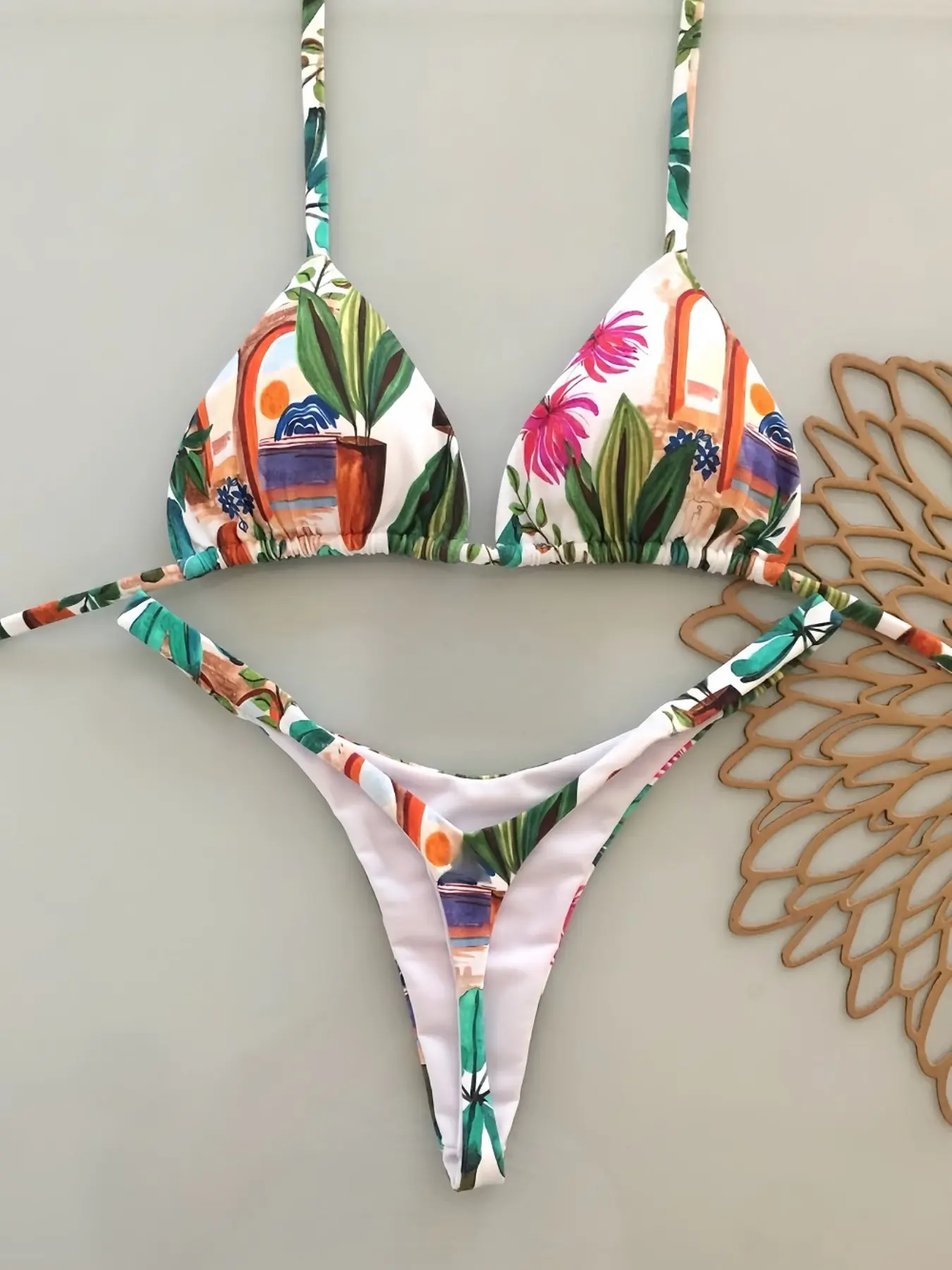 Women's Fashion Floral Print Bikini Set, New Gathered Style Brazilian Swimwear, Two-Piece Beachwear Tropical Print Swimsuit, Sexy Fitted Design, Flower Print Bikini, Printed Bikini Set, All Seasons, Bikinis Set