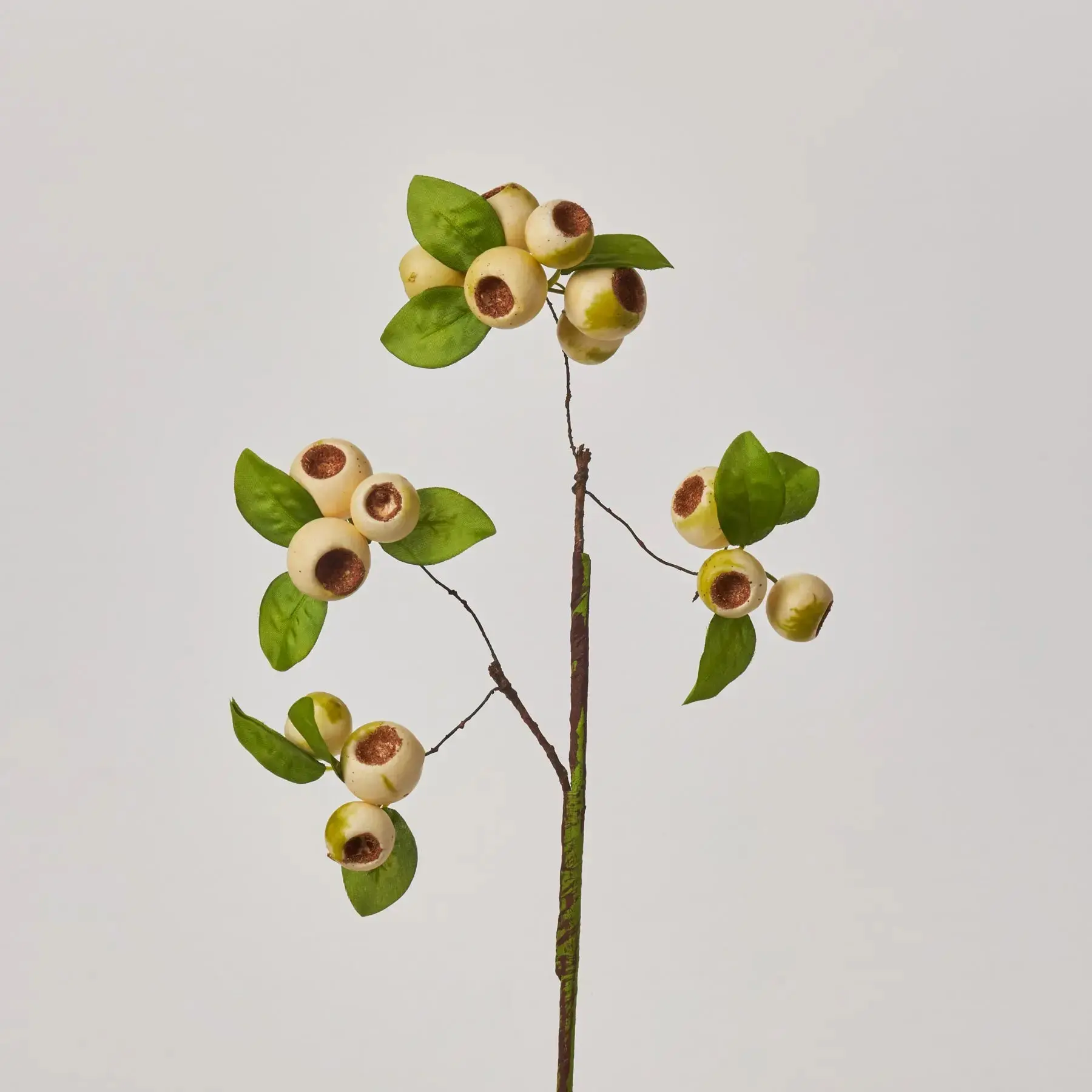 20" Synthetic Cream Crater Berry Cluster Faux Branch Spray - Decorative Flowers with 1 Inch Berries, Plant Decor Accent for Home