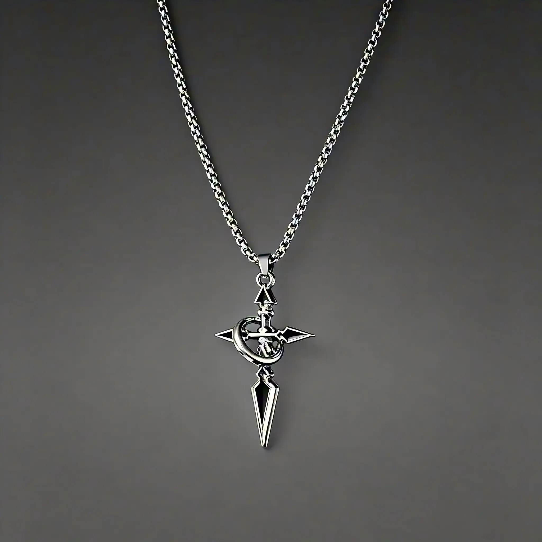 Faith Cross Ornament Pendant Necklace, Detailed Wrapped Chain Titanium Steel Necklace, Lightweight Tarnish-Free Fashion Jewelry, Ideal for Daily Wear & Gifting