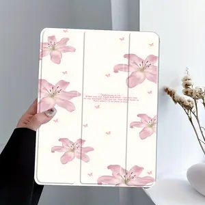 Flower painting classic sentence design, with adjustable bracket and pen slot, foldable anti slip TPU protective cover, suitable for Samsung, iPad mini, iPad Air, iPad Pro/iPad 10th generation, 11th generation and other series of iPad protective covers