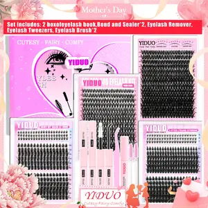 8 Styles Lash Clusters Kit, Cosmetic, Bottom A-B/Fairy A-B/40D/60D/80D/100D 1094 Pcs 5-18mm Cluster Eyelash Extension Kit D-Curl With Lash Bond and Seal*2, Lash Remover, Lash Tweezers, Eyelash Brush DIY Eyelash Extensions at Home