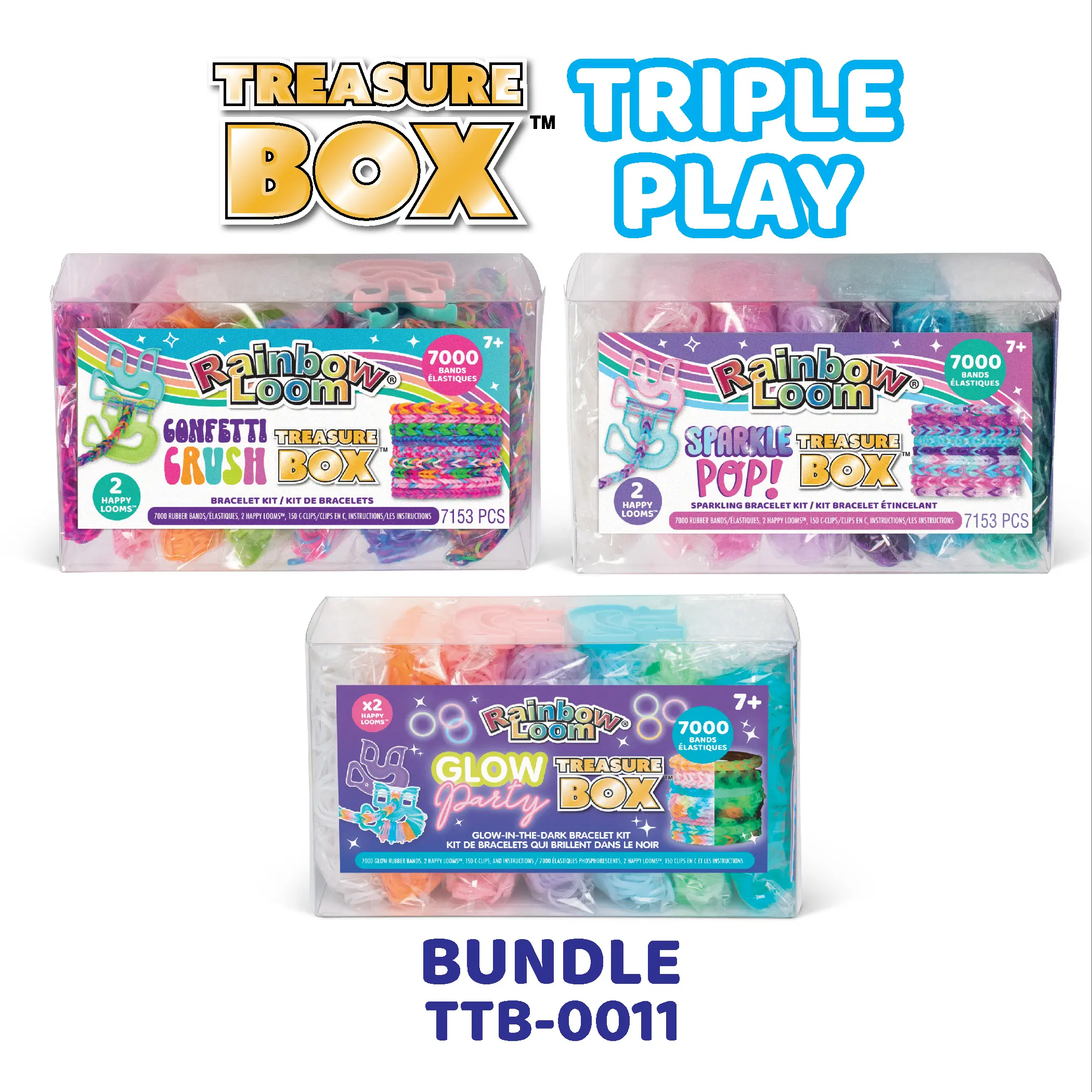 DIY Beading & Jewelry Making Rainbow Loom Triple Bundle Treasure Box - Glow in the Dark Vibrant Bands, Triple Play Craft Toy for Hobbies